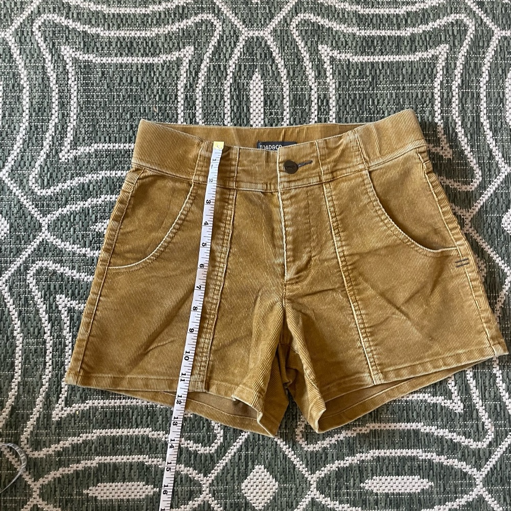 Toad&Co High Waist Corduroy Shorts in Mustard Brown - Picture 9 of 12